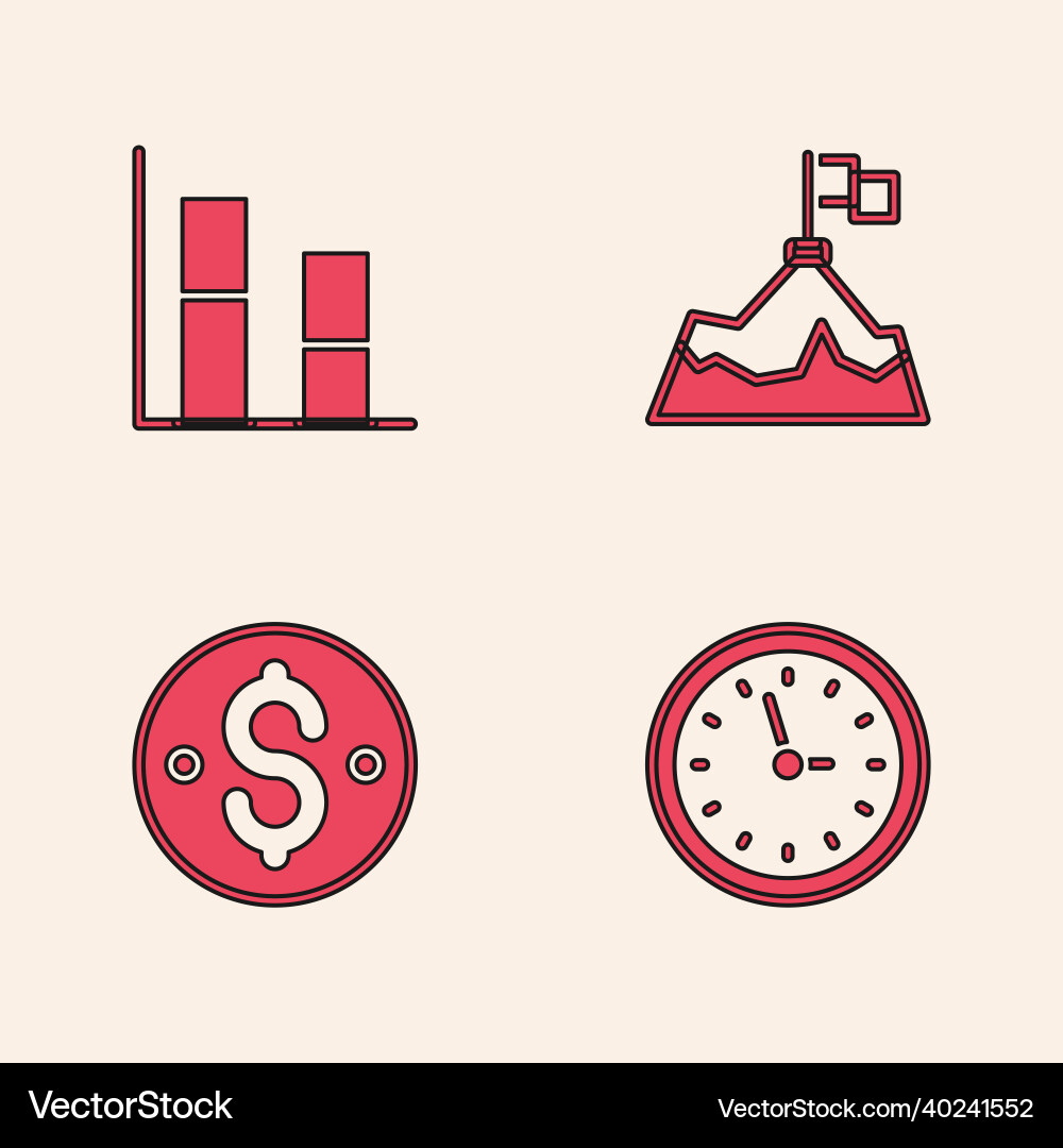 Set clock graph chart diagram mountains Set clock graph chart diagram mountains vector image