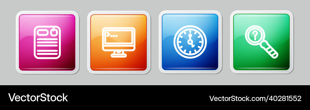 Set line dossier folder computer monitor clock Vector Image