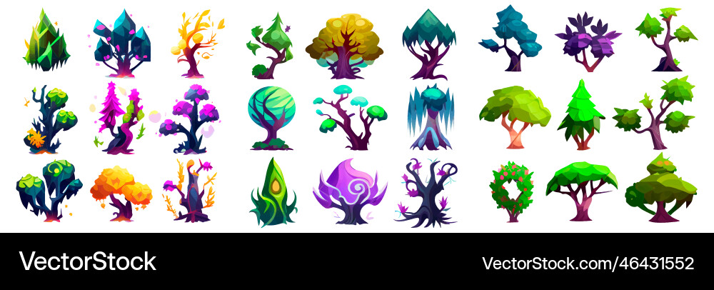 Set of magic ui tree isolate Set of magic ui tree isolate vector image