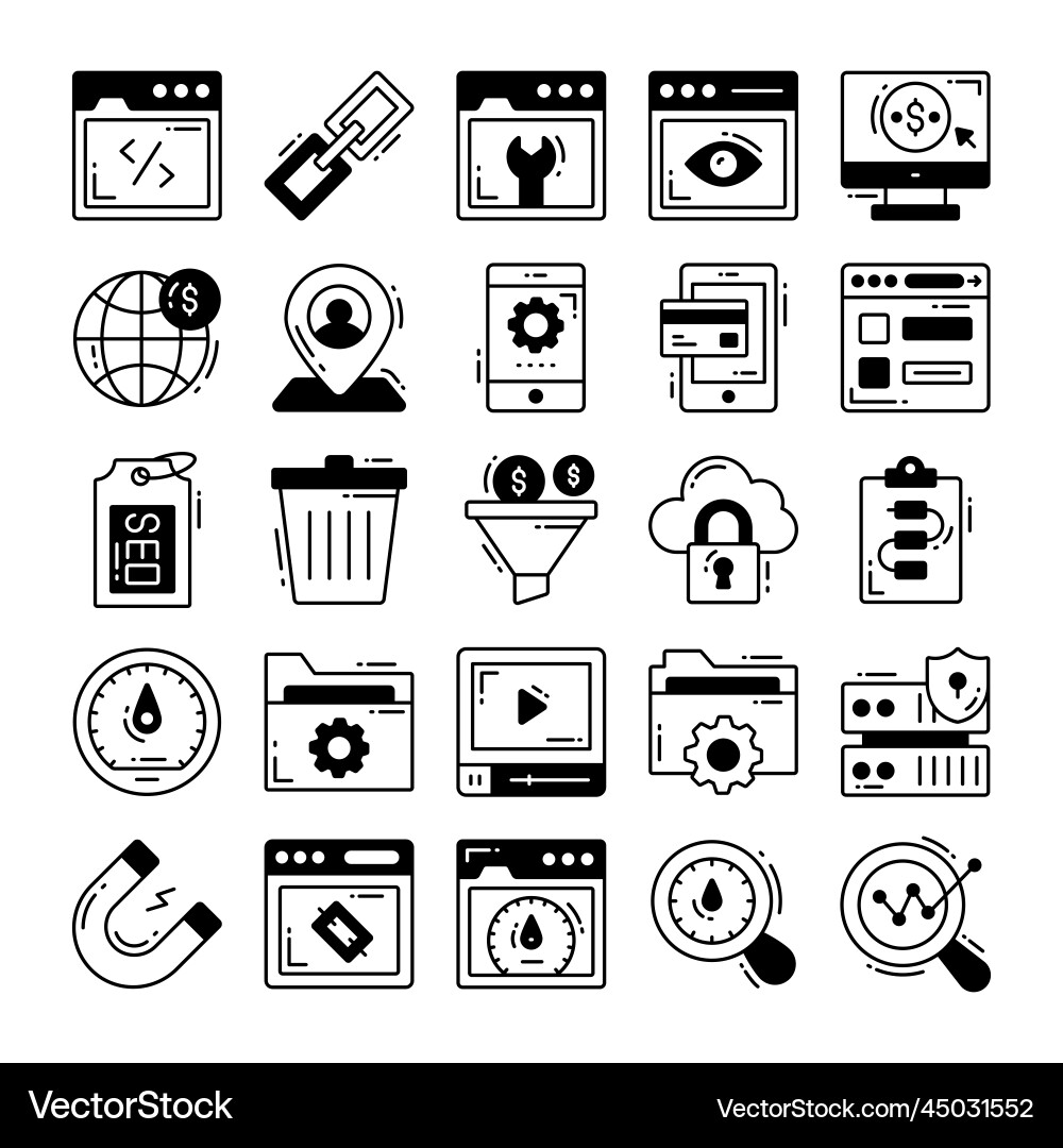 Set of seo icons for web design development vector image