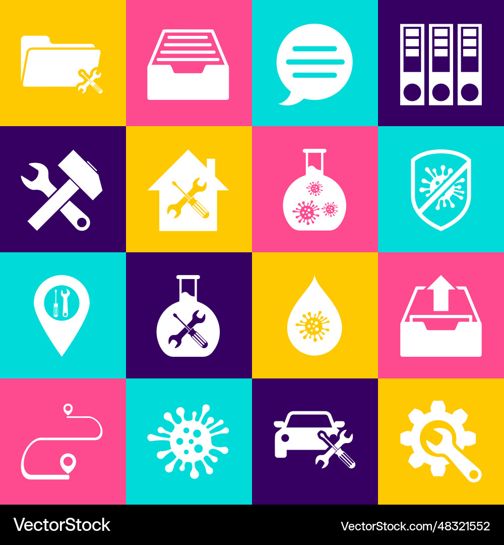 Set wrench and gear upload inbox stop virus Set wrench and gear upload inbox stop virus vector image