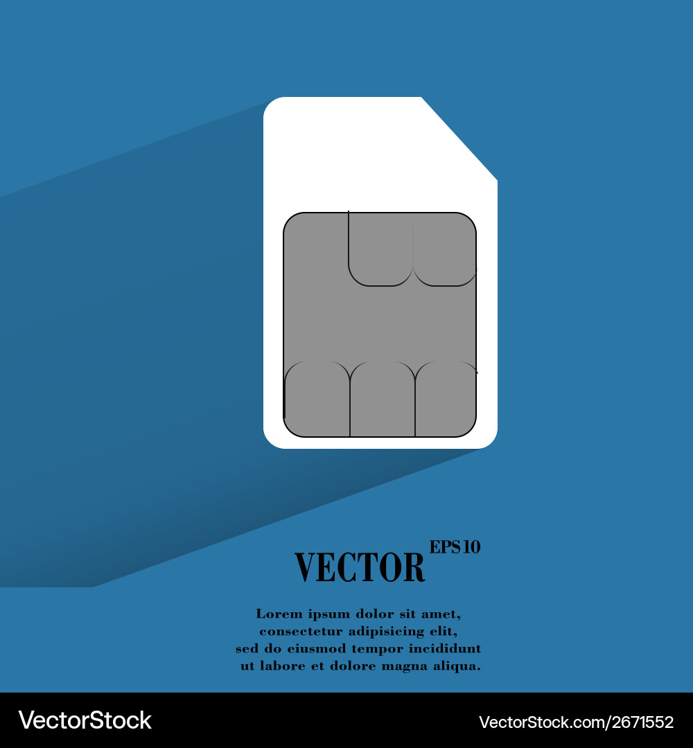 Sim card flat modern web button with long shadow Vector Image