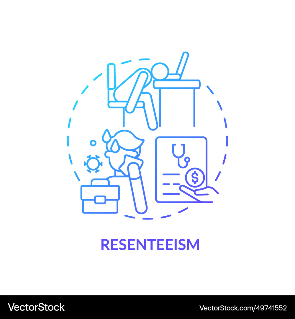 Thin line simple gradient resenteeism icon concept Vector Image