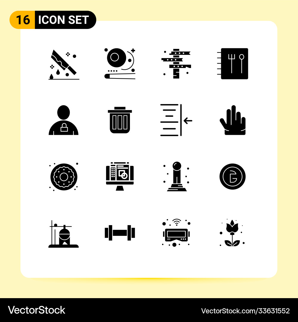 User interface pack 16 basic solid glyphs Vector Image