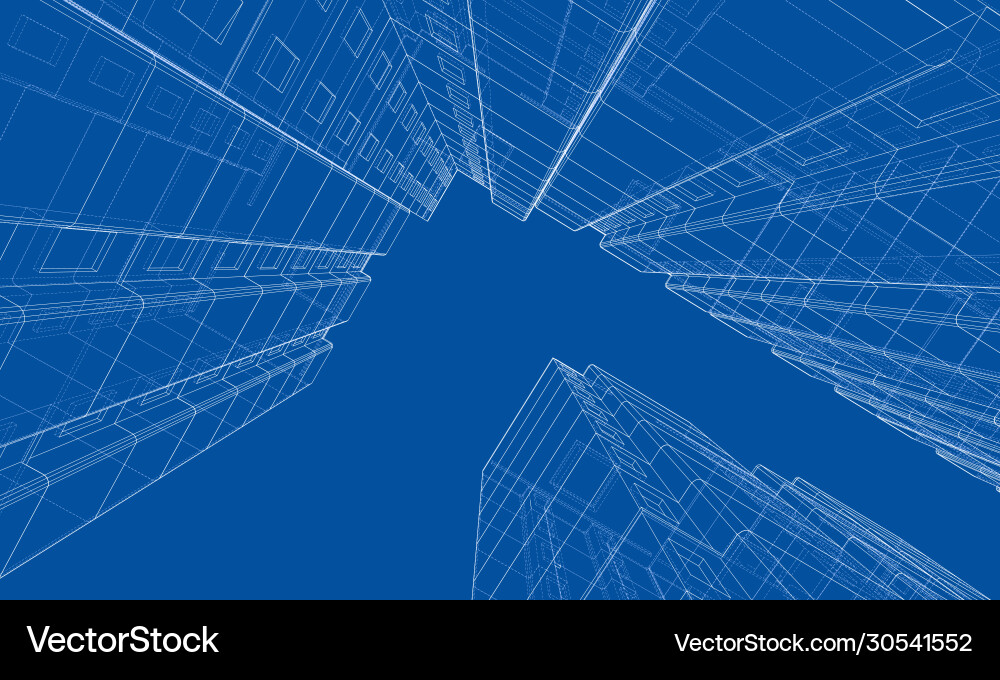 Wire-frame model a multi-storey building Wire-frame model a multi-storey building Vector Image