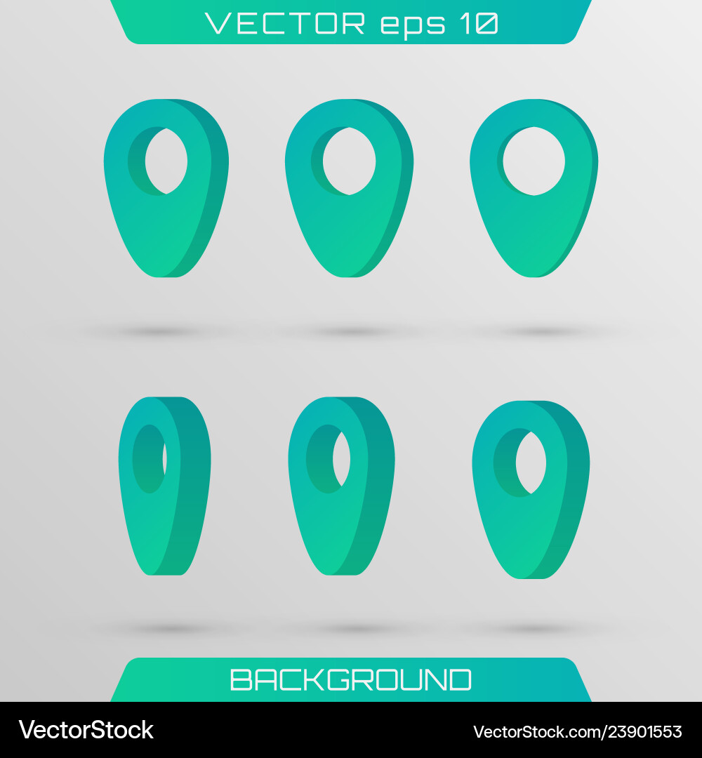 3D Map Pointer Set - Standort Icons Vektorbild