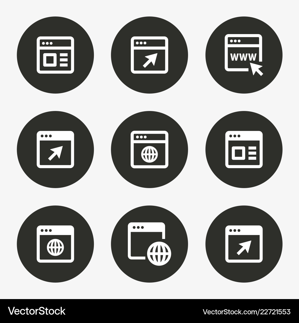 Browser icon set round vector image