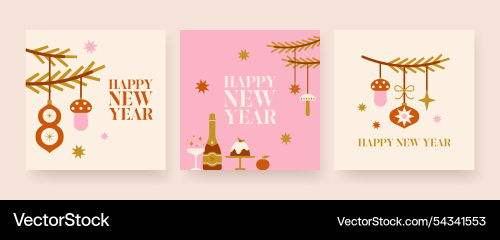 Collection of new year greeting cards Collection of new year greeting cards vector image