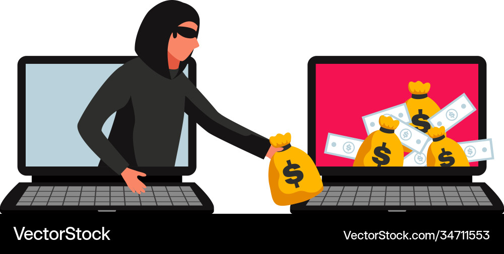 Computer money hacker composition vector image