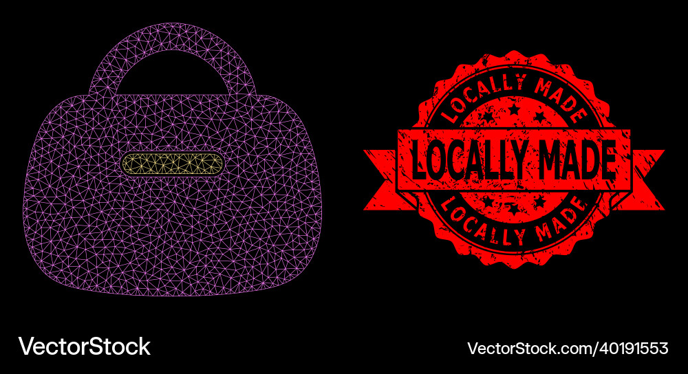 Distress locally made seal and web net handbag Distress locally made seal and web net handbag vector image