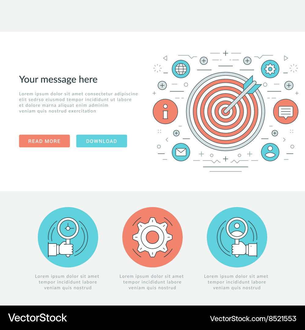 Flat line business concept web site header vector image
