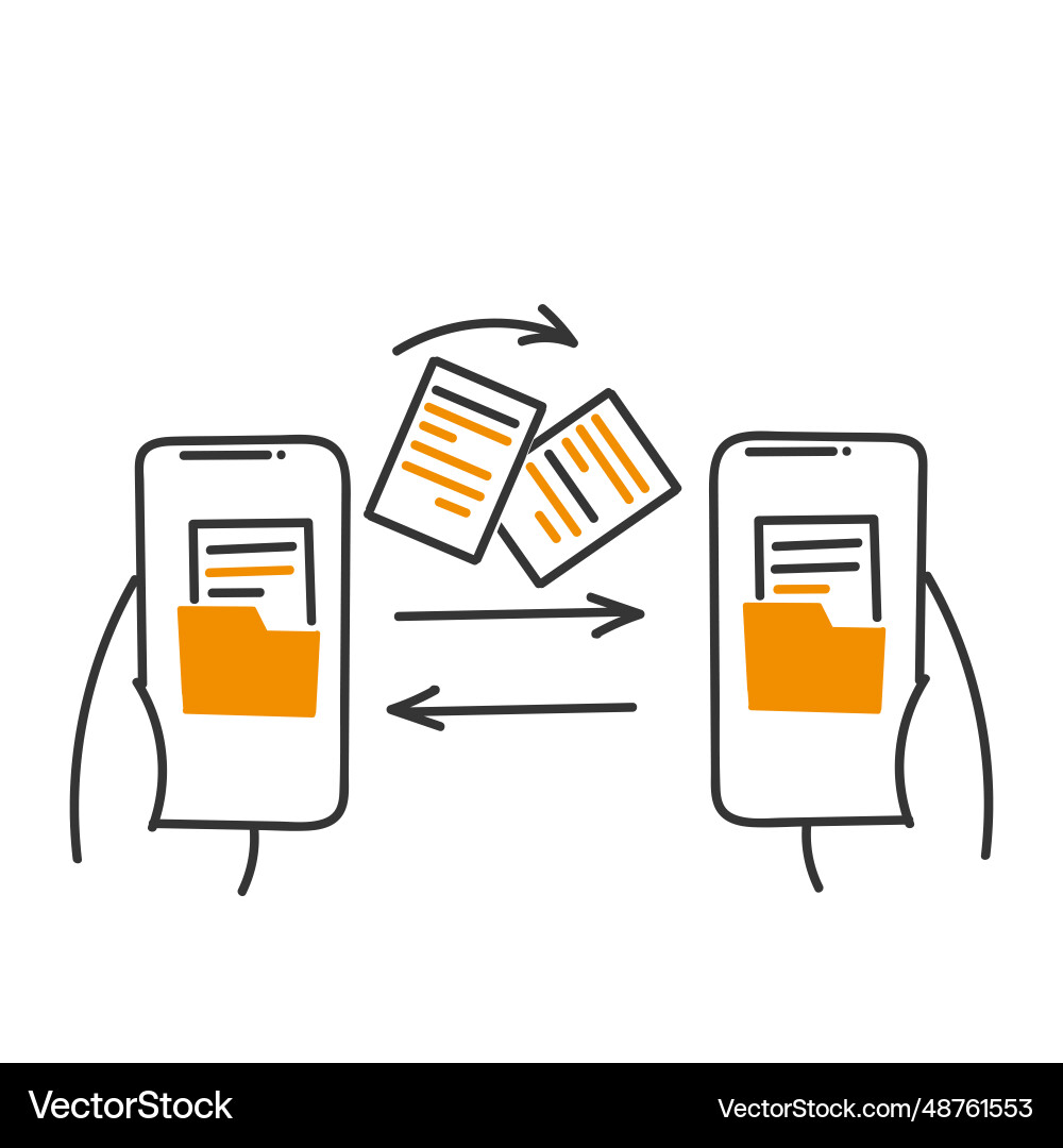Hand drawn doodle send folder files between Hand drawn doodle send folder files between vector image