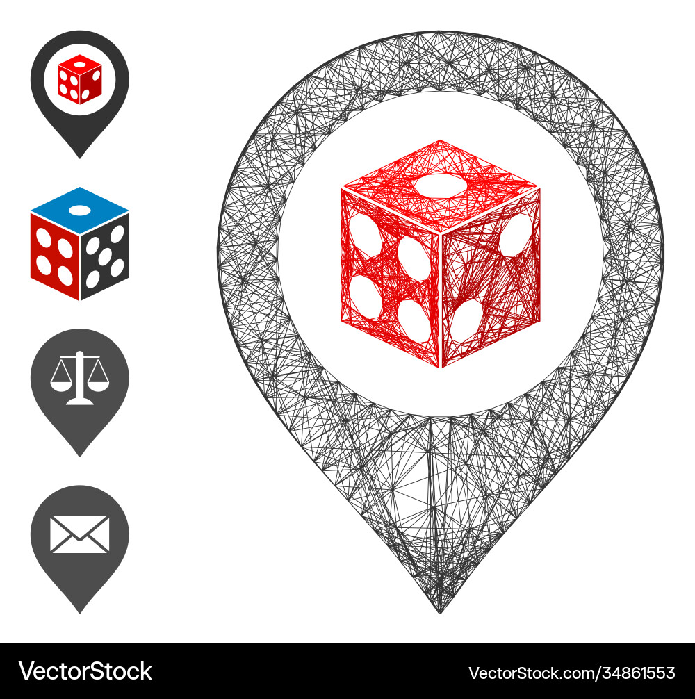 Hatched dice map pointer mesh vector image