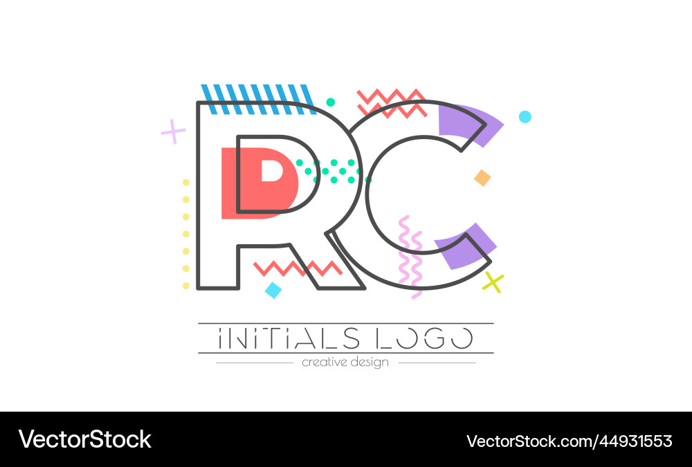 Letters r and c merging of two initials Letters r and c merging of two initials vector image