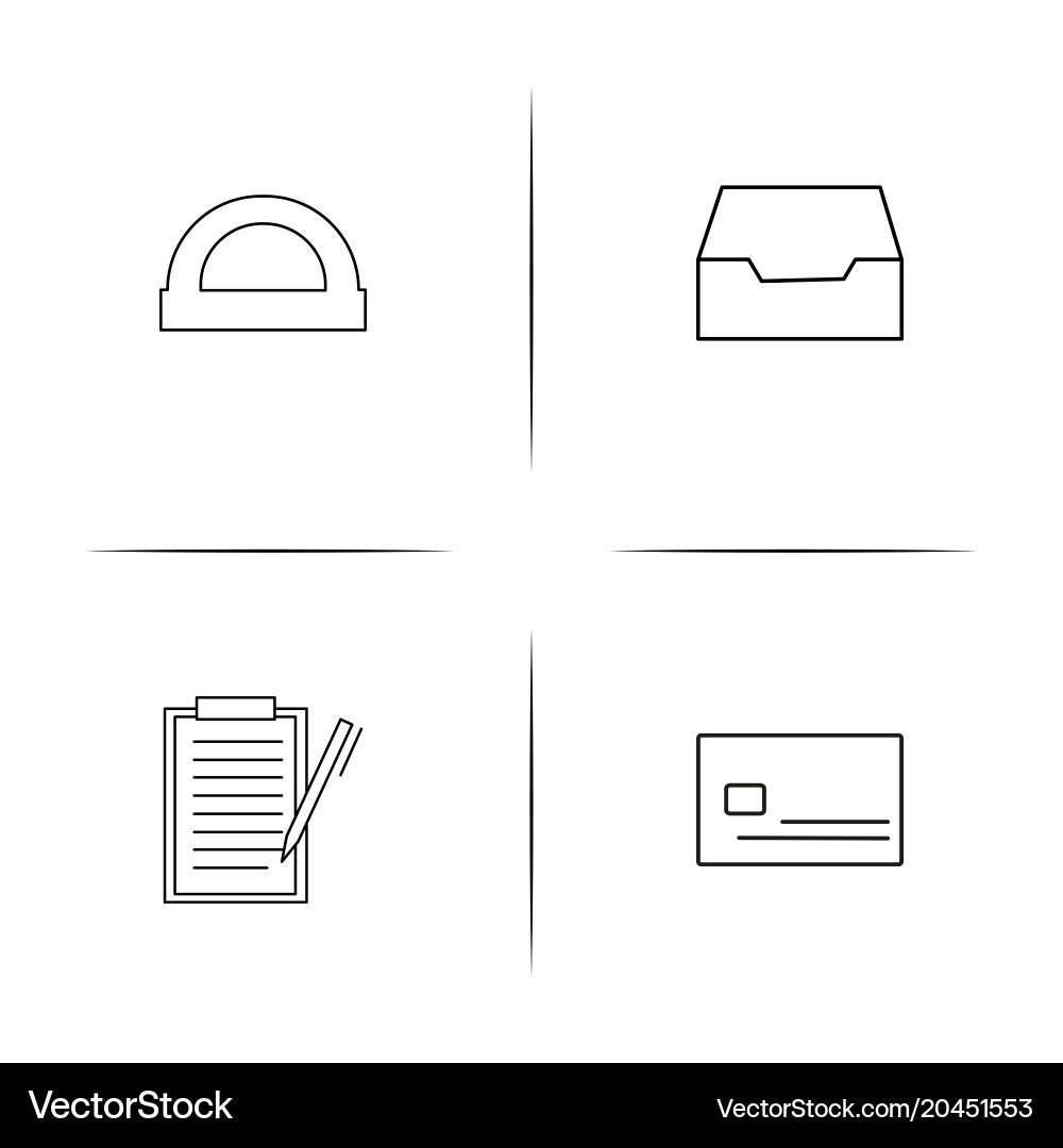 Office simple linear icon setsimple outline icons vector image