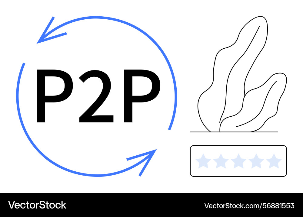 Peer-to-peer concept with rating system and leaf Peer-to-peer concept with rating system and leaf vector image