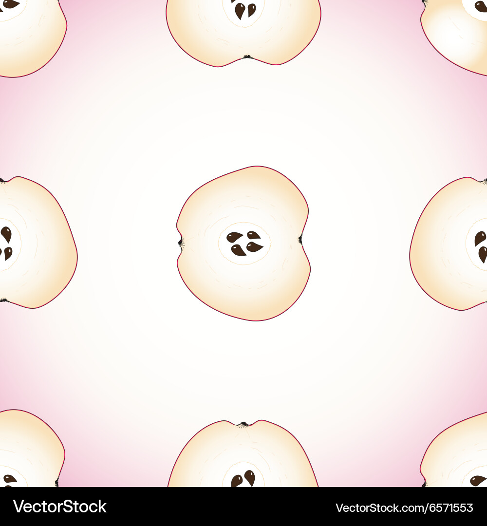 Seamless pattern with sliced red apple vector image