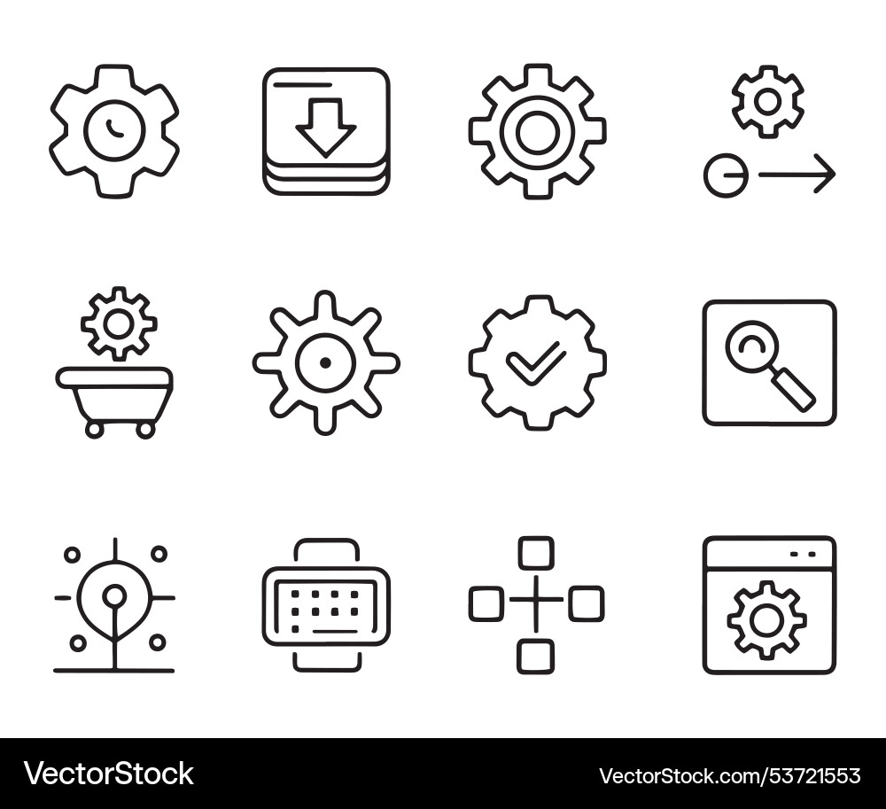 Setup and settings web icons in line style Vector Image