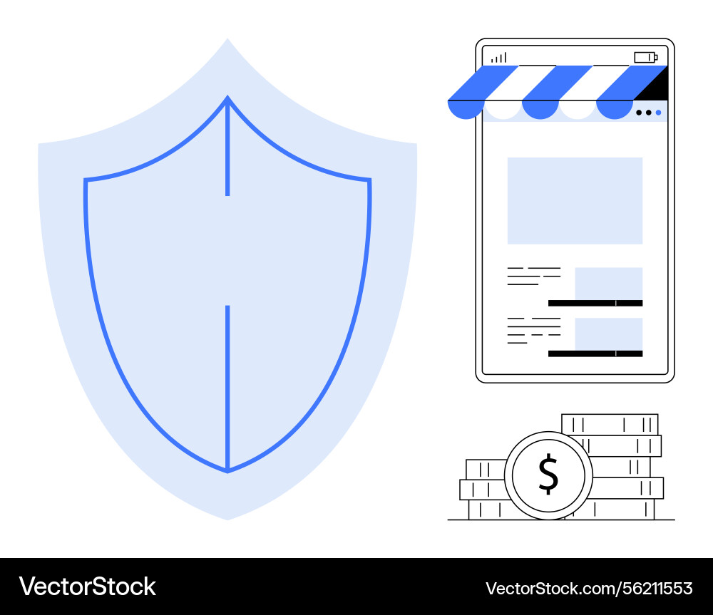 Shield representing security with online Shield representing security with online vector image