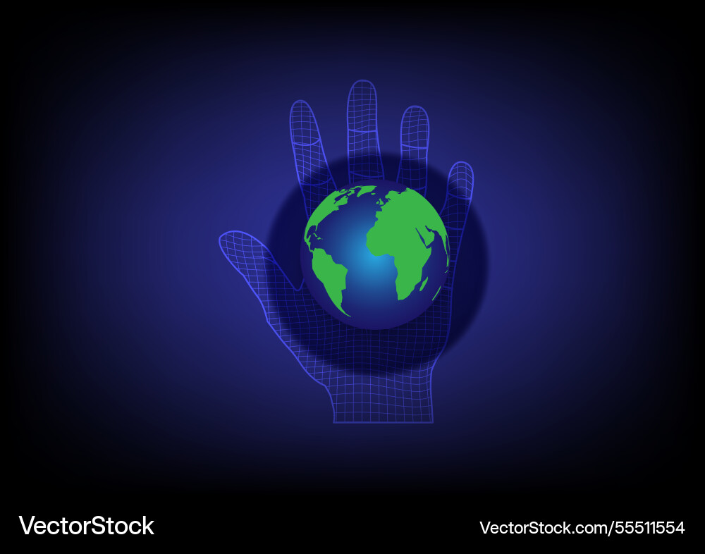 Abstract background with map global in hand Vector Image