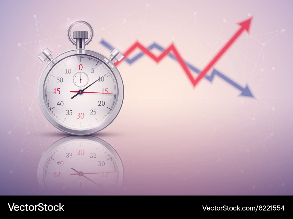 Background with analog stopwatch Vector Image