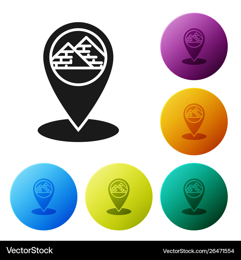 Black map pointer with egypt pyramids icon Black map pointer with egypt pyramids icon vector image