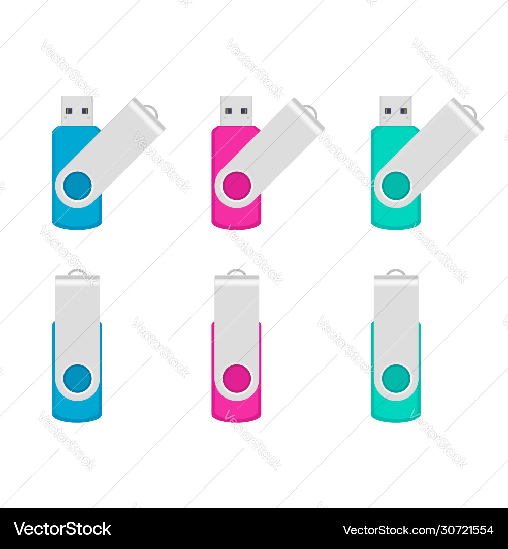 Bunte USB-Stick-Set Vektorbild