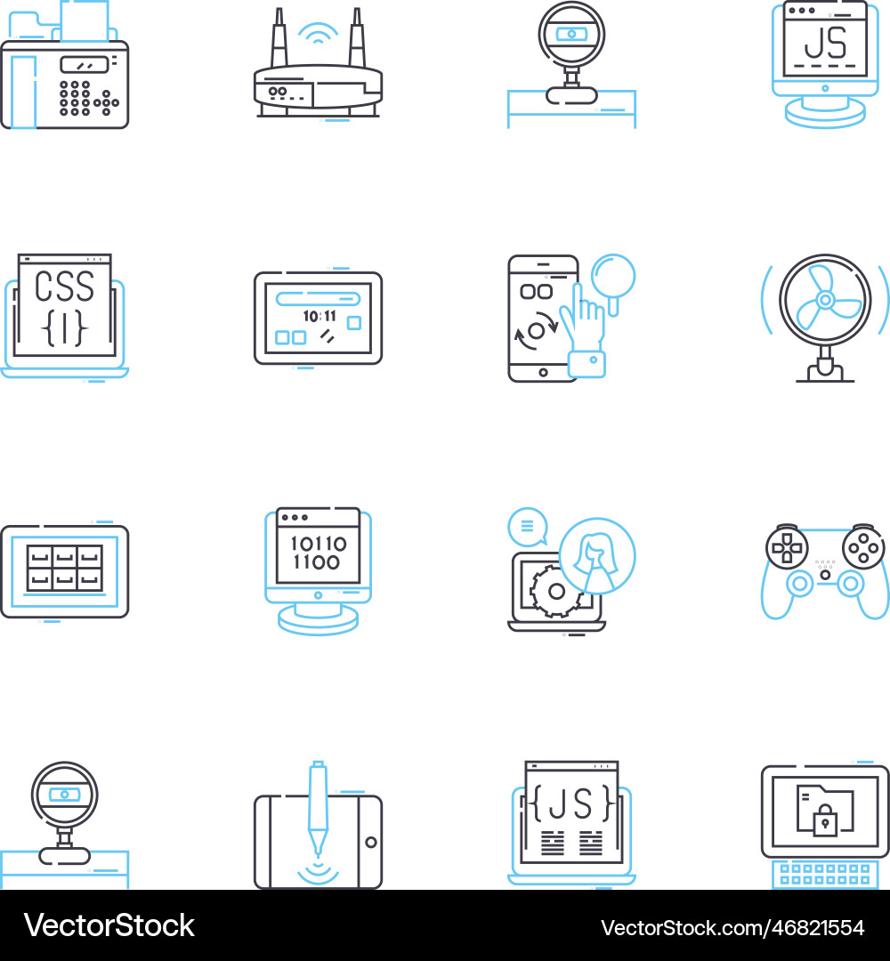Cognitive computing linear icons set artificial Cognitive computing linear icons set artificial vector image