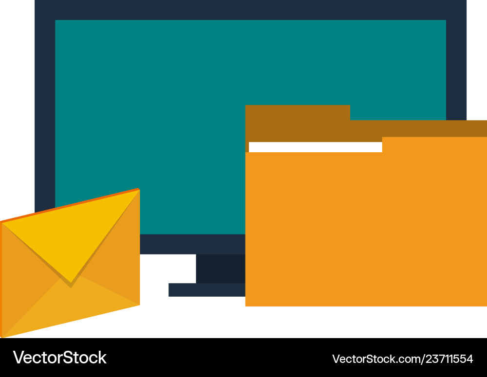 Computer screen with folder and email Computer screen with folder and email Vector Image