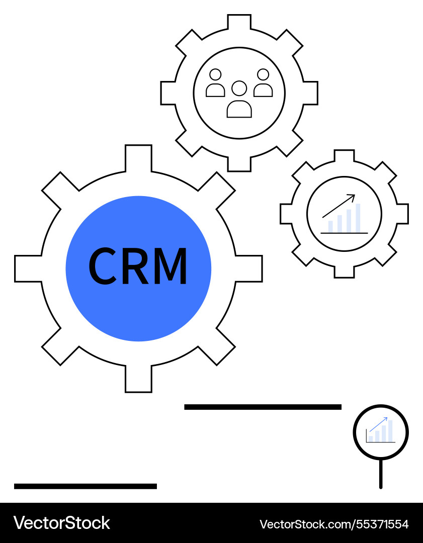 Crm system integration concept with gears Crm system integration concept with gears vector image