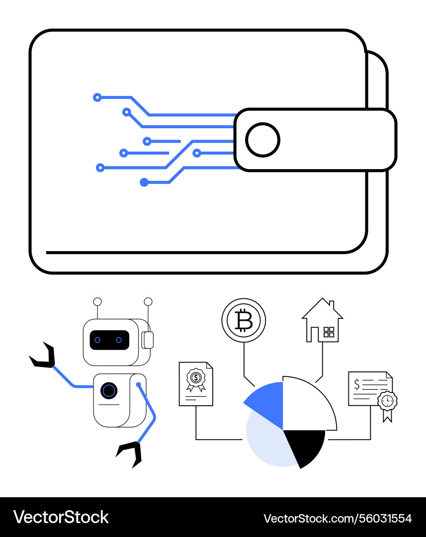 Digital wallet with blockchain technology Digital wallet with blockchain technology vector image