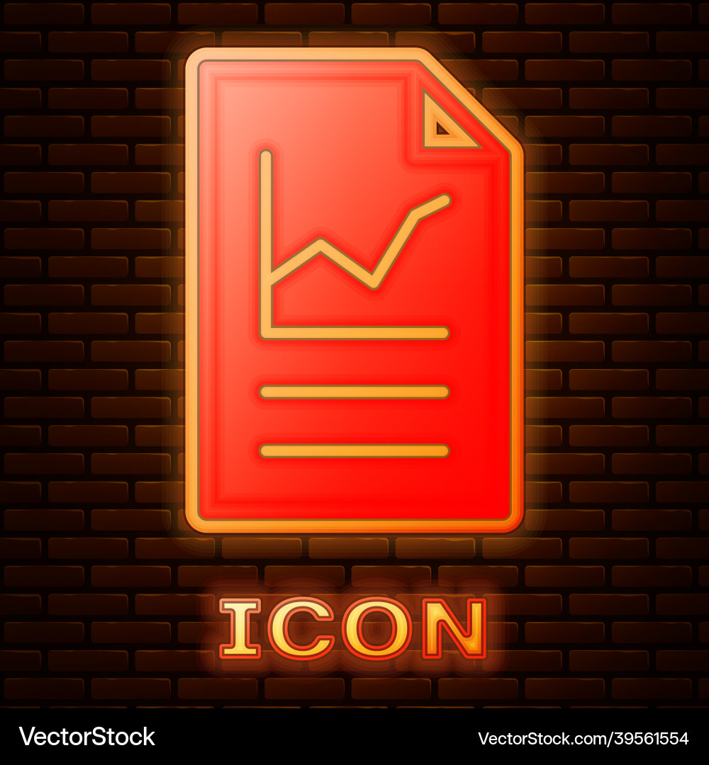 Glowing neon document with graph chart icon Glowing neon document with graph chart icon vector image