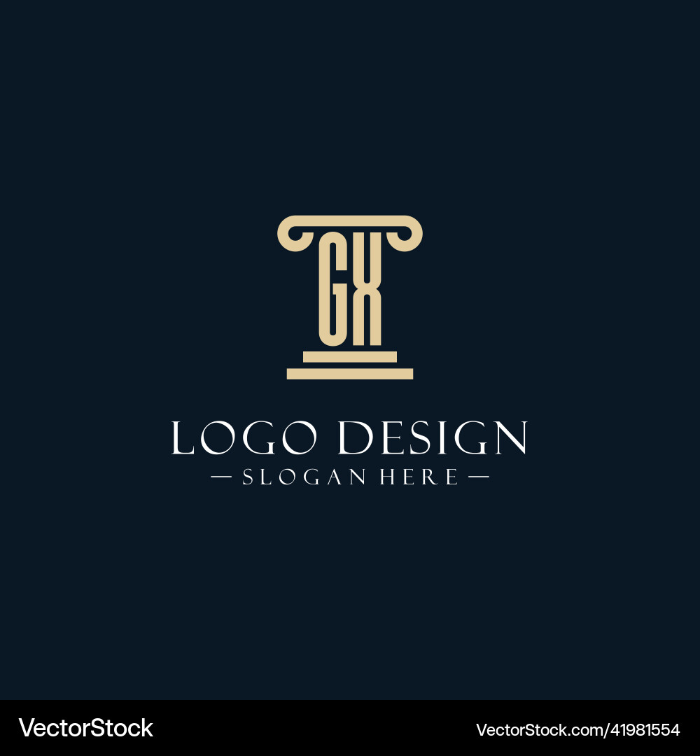 Gx initial monogram logos with pillar shapes style Vector Image