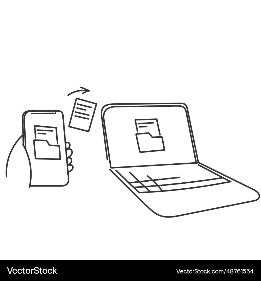 Hand drawn doodle send folder files between Vector Image