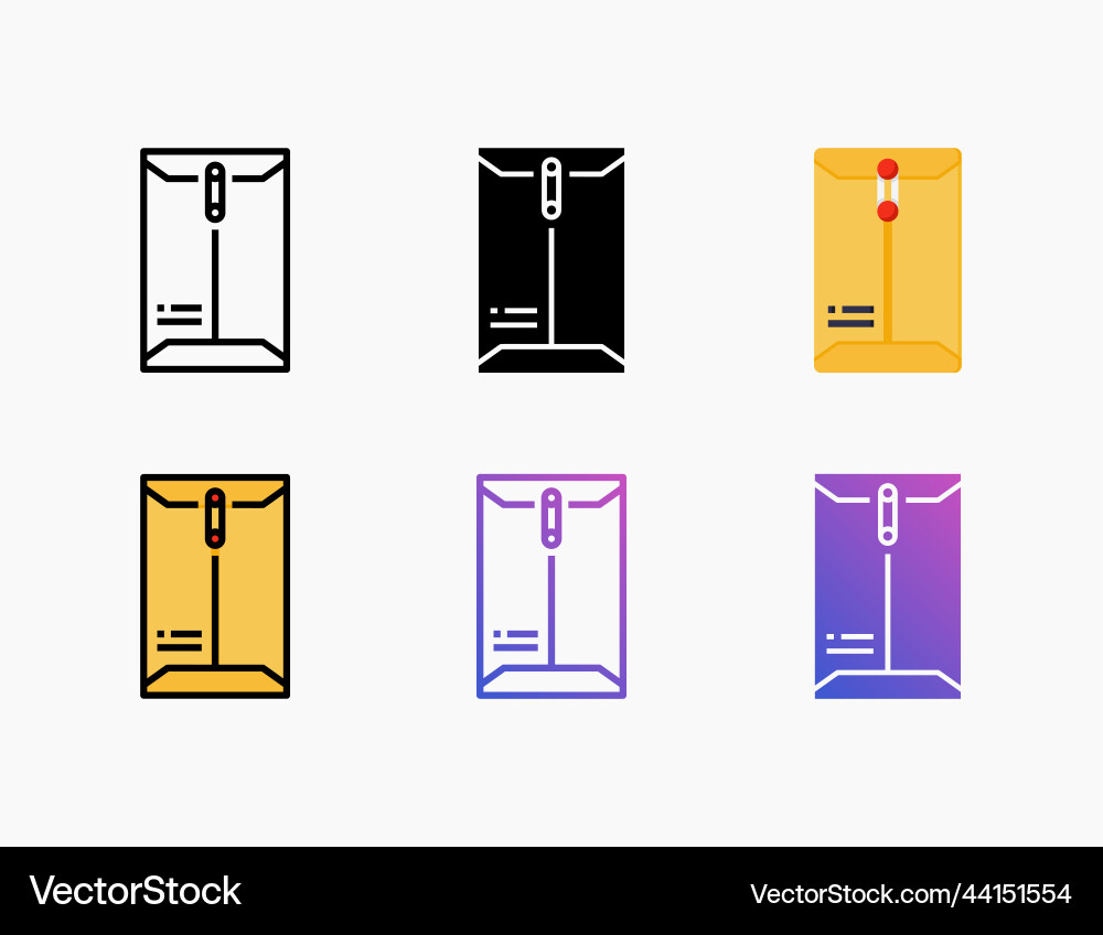 Large envelope icon set with different styles Large envelope icon set with different styles vector image