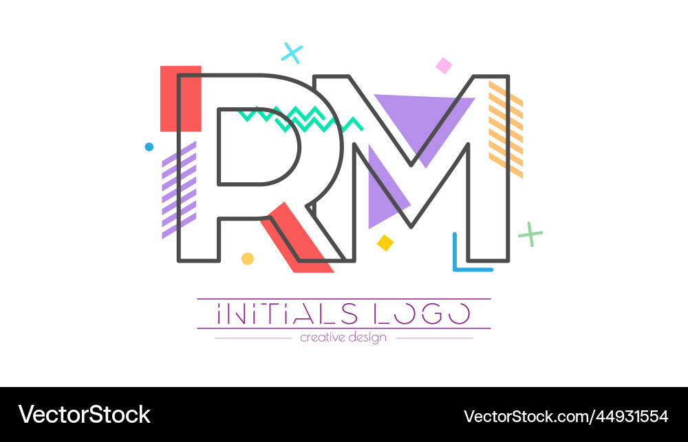 Letters r and m merging of two initials Letters r and m merging of two initials vector image