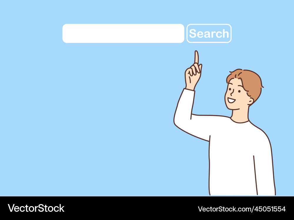 Man Pointing at Search Bar vector image