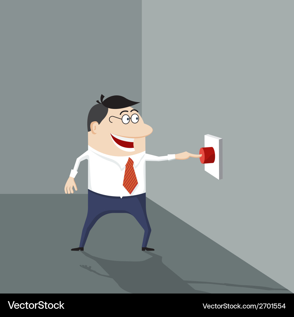 Man Pushing Red Button vector image