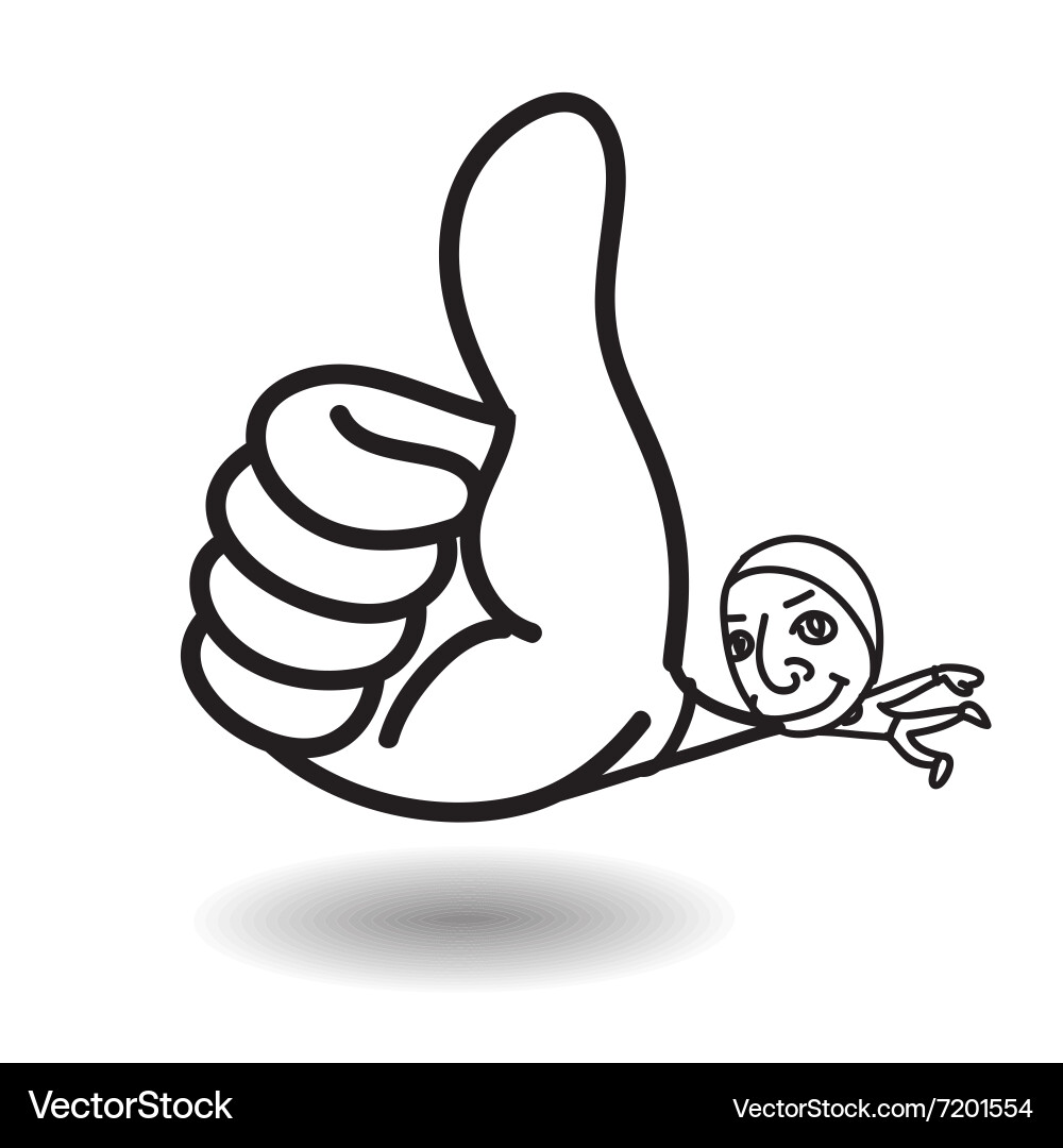 Man show big thumb up while floating vector image