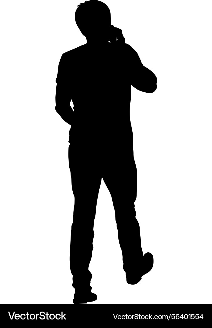 Man walking forward isolated silhouette front view Vector Image