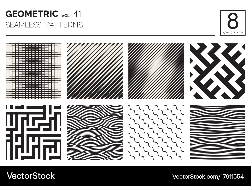 Minimal geometric seamless patterns set vector image
