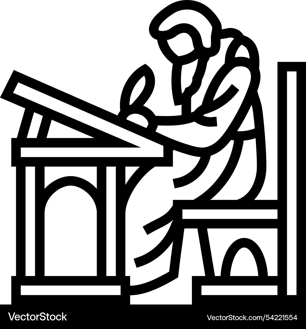 Monk scribe byzantine line icon Vector Image