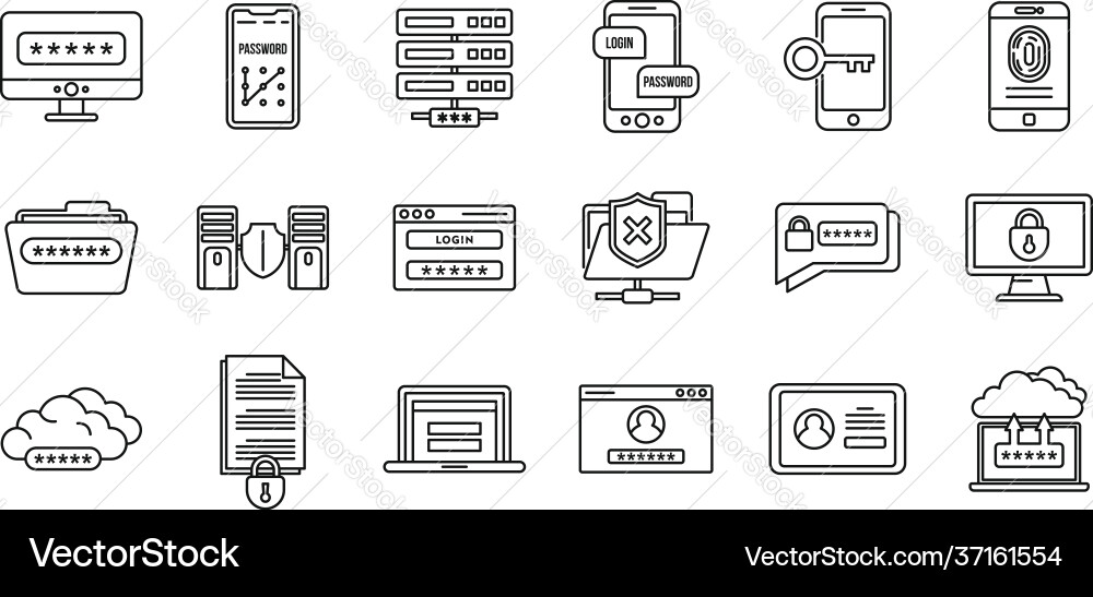 Online multi-factor authentication icons set Online multi-factor authentication icons set vector image