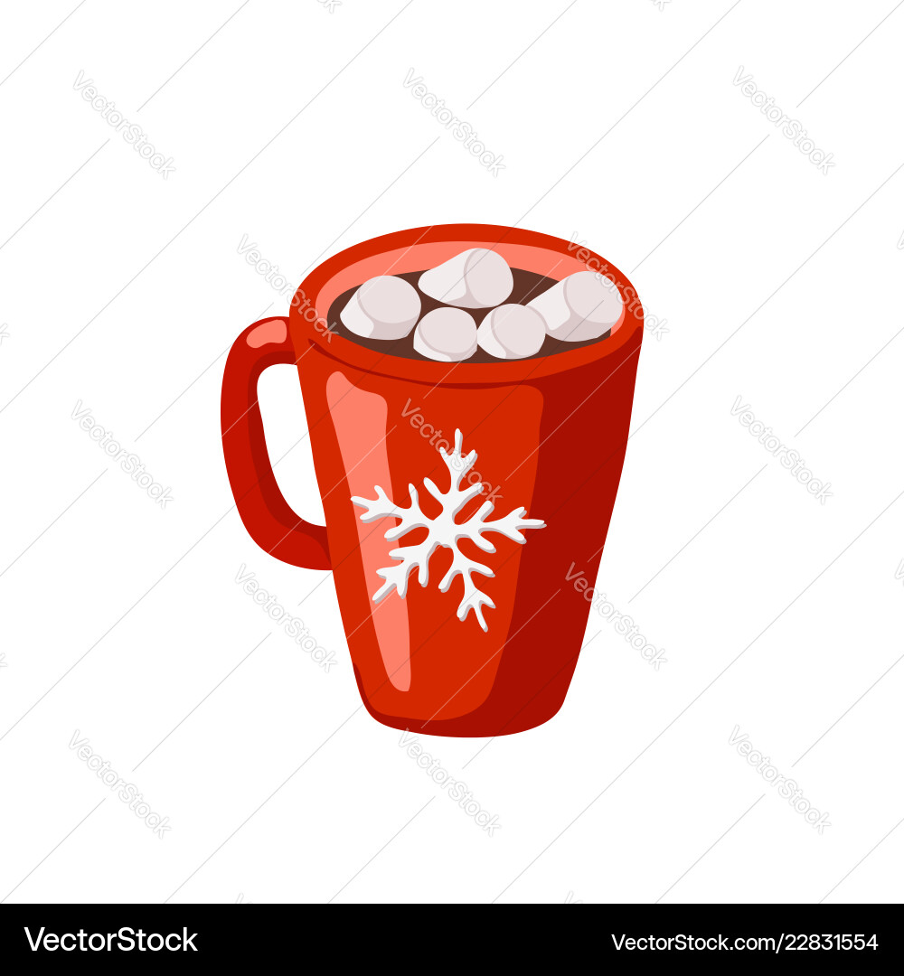 Red Mug with Cocoa and Marshmallows vector image