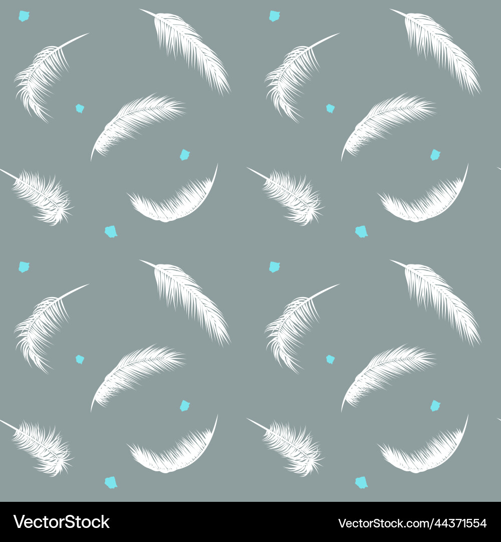 Seamless pattern falling feathers on a gray Seamless pattern falling feathers on a gray vector image