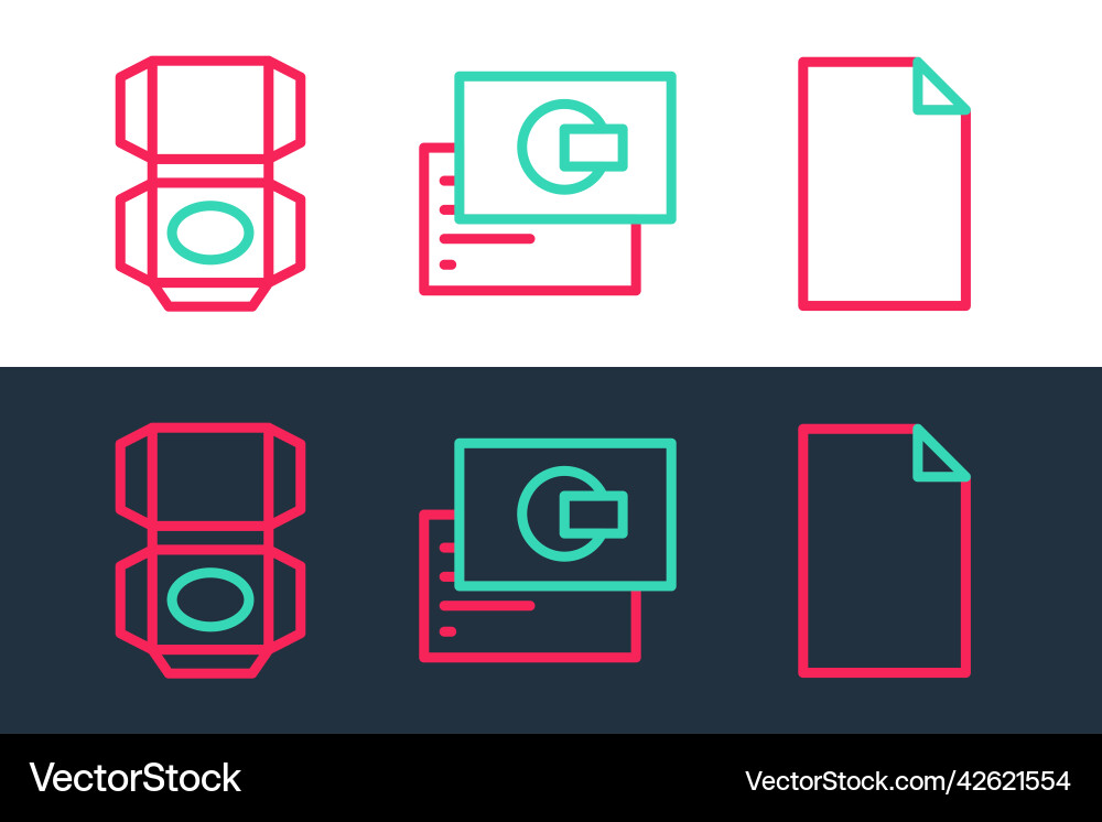 Set line empty document carton cardboard box Vector Image