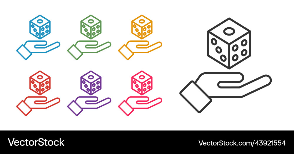 Set line game dice icon isolated on white Vector Image