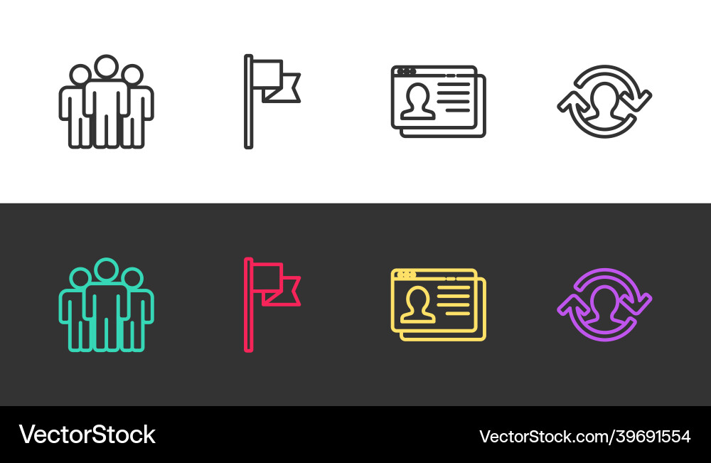 Set line users group location marker resume Set line users group location marker resume vector image