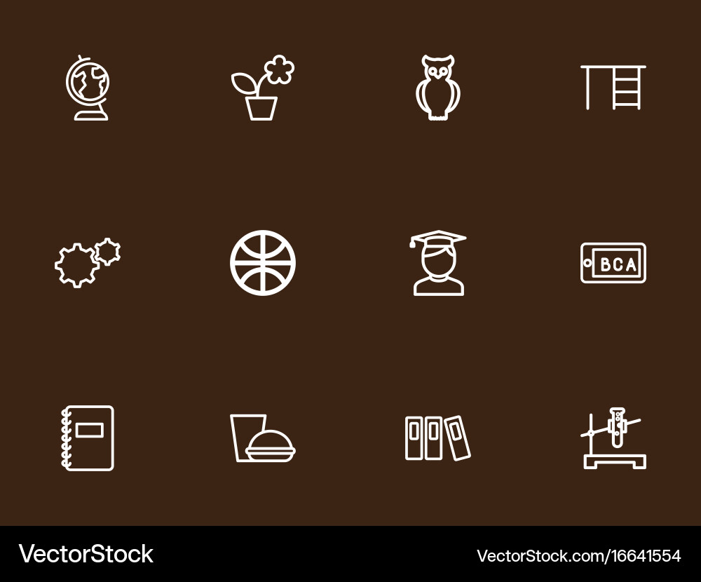 Set of 12 editable teach outline icons includes vector image