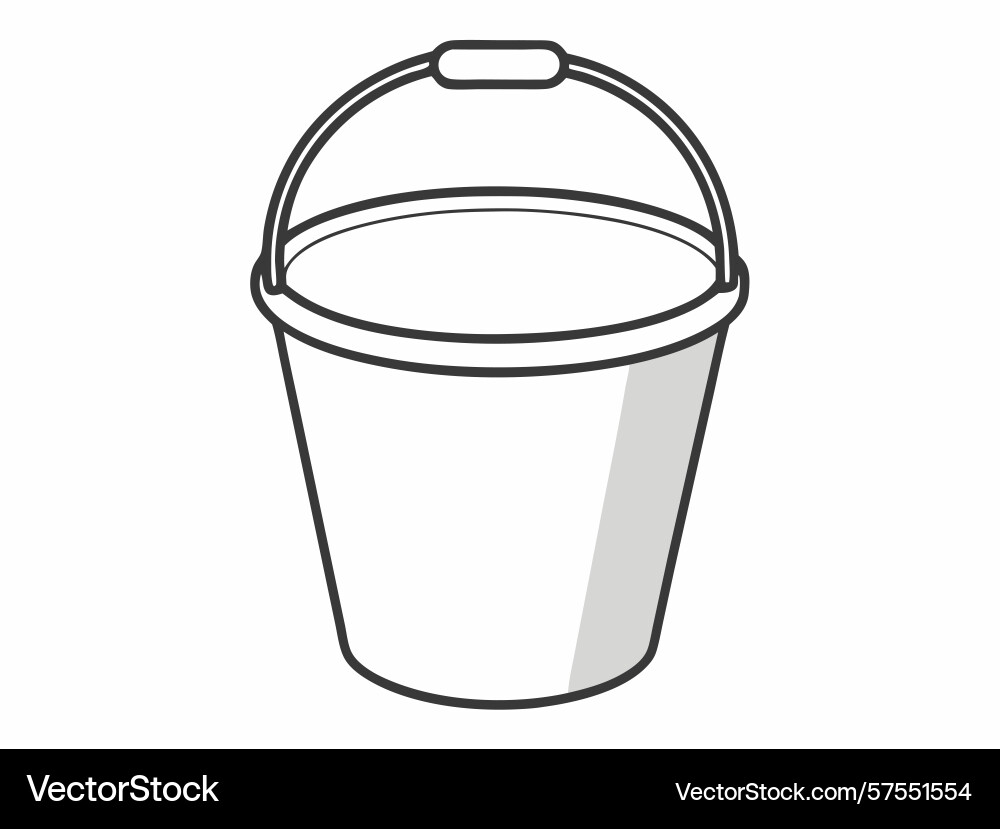 Simple outlined bucket featuring a handle Vector Image